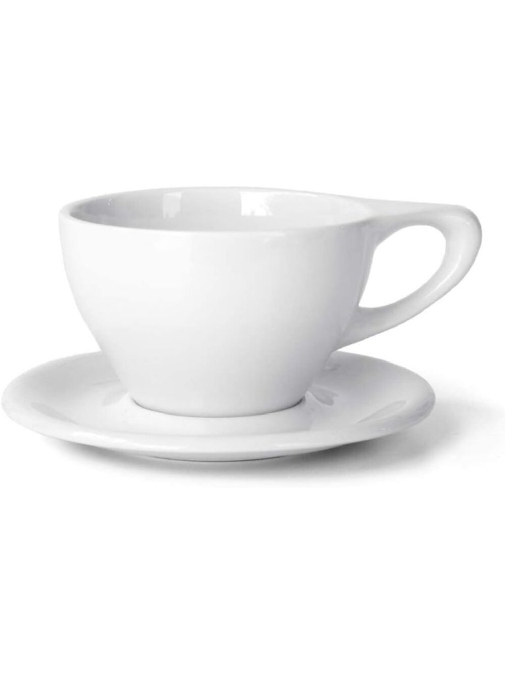 Large 12 oz Porcelain Latte Cup & Saucer Set - Elegant Coffee Drinkware